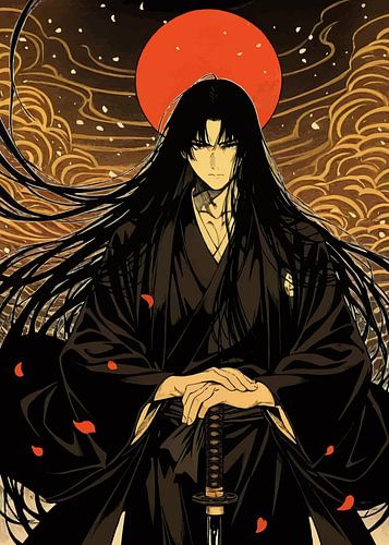 Ronin Samurai krijger onder rode maan