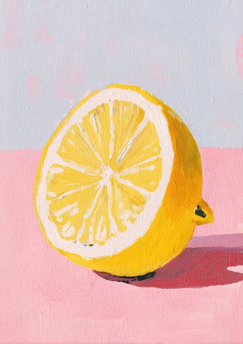 Minimalistische citroen op roze & blauw