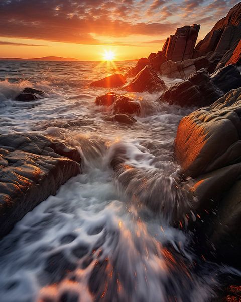Zonsondergang aan zee van fernlichtsicht