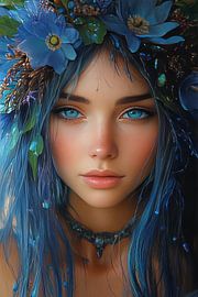 femme avec des fleurs sur Egon Zitter