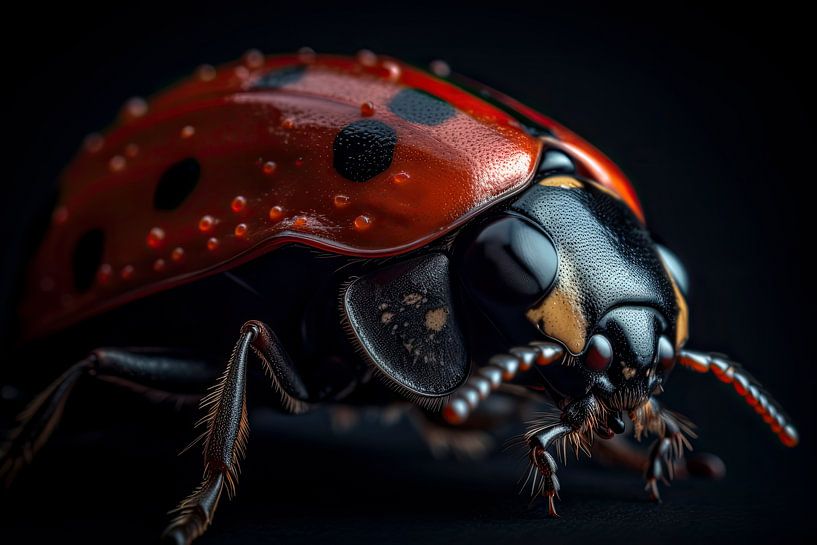 Portrait de coccinelle fond noir par Digitale Schilderijen