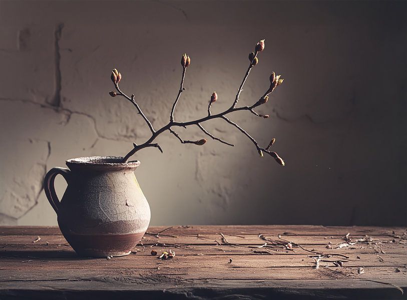 Retro Vase mit Zweig... von Ans Bastiaanssen