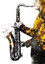 Saxofoon 2 muziekkunst goud en zwart #saxofoon #muziek van JBJart Justyna Jaszke thumbnail