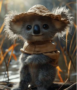 Koala avec chapeau de paille