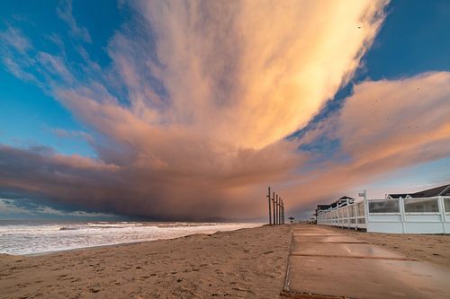 Pink clouds over the sea