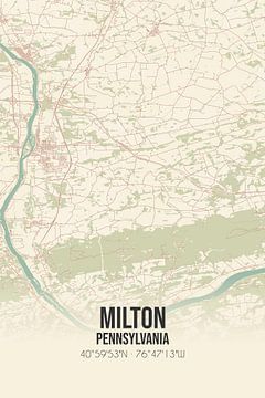 Vintage landkaart van Milton (Pennsylvania), USA. van MijnStadsPoster