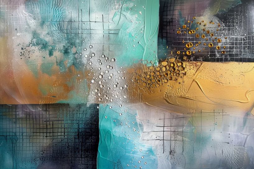 Abstract schilderij in koele en warme kleuren, Scandinavisch, minimalisme van Joriali Abstract