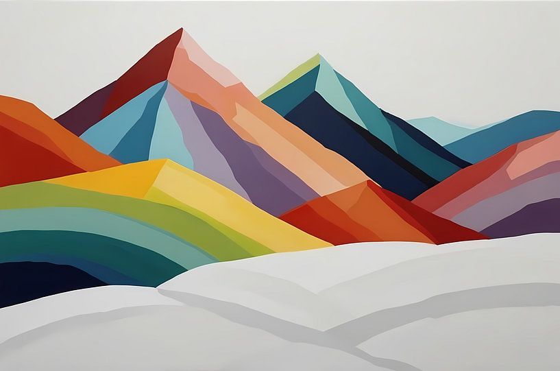 Colourful mountains with white background by Art & Soul Creations