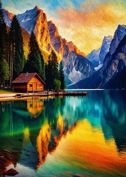 De schoonheid van het meer van Braies in Zuid-Tirol 2 van MIROKKU
