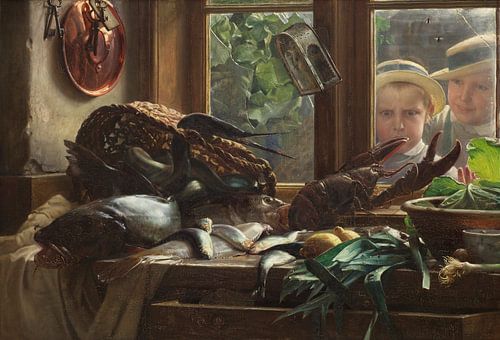 Stilleven met vissen , Carl Bloch