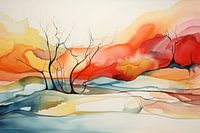 Abstract landscape in watercolour
