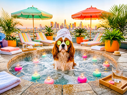 Spaniel in het wellnessbad