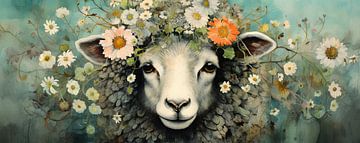 Painting Sheep Flowers by Abstract Painting