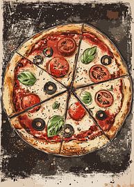 Italiaanse pizza met tomaten en basilicum