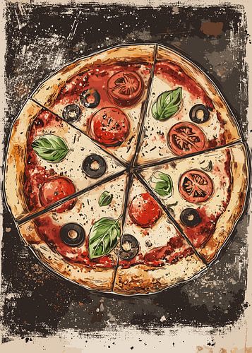 Italiaanse pizza met tomaten en basilicum