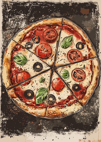 Pizza italienne aux tomates et au basilic par Pixelbull Design