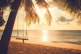 Swing on the beach by Poster Art Shop