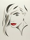 Lèvres à embrasser (aquarelle moderne portrait belle femme sexy dame coiffure abstraite beige ) par Natalie Bruns Aperçu
