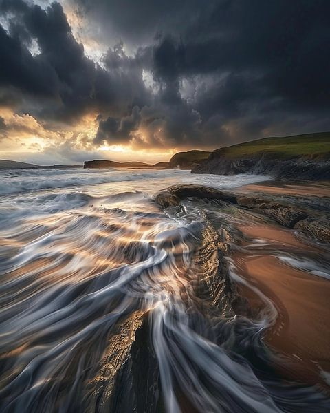 De magie van avondlicht over de natuur van fernlichtsicht