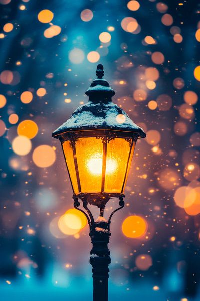 Réverbère hivernal dans la neige par Poster Art Shop