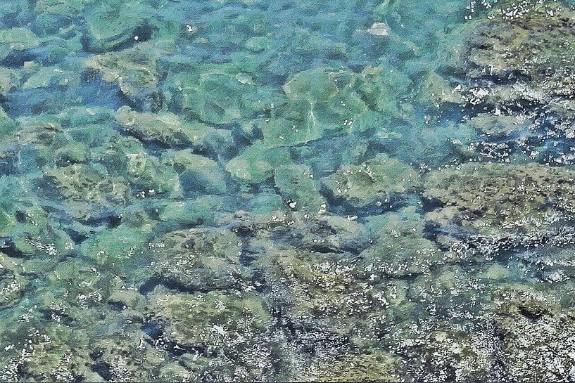 Glitzer" - Steine in klarem Wasser - Natur - See - Meer - Kai - Küste - Digitale Kunst von VenVision Art