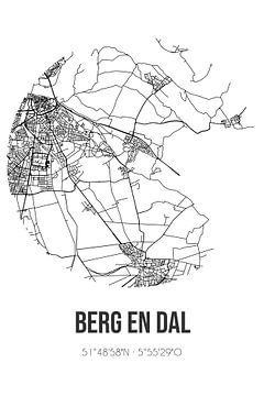 Berg en Dal (Gueldre) | Carte | Noir et blanc sur Rezona
