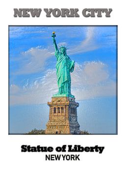 New York & Freiheitsstatue van Printed Artings