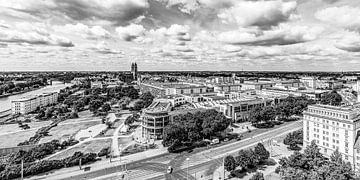 Panorama Magdeburg with the cathedral - black and white by Werner Dieterich