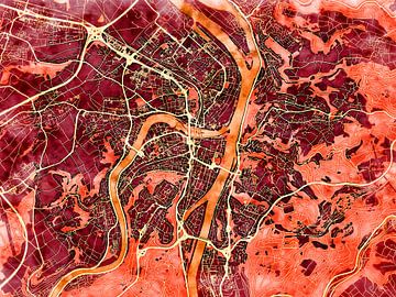 Kaart van Koblenz in de stijl 'Amber Autumn' van Maporia
