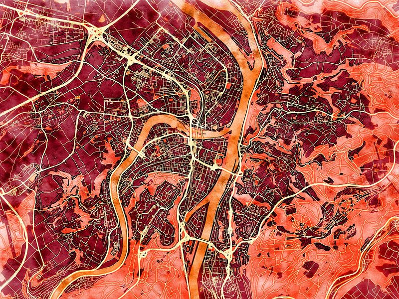 Carte de Koblenz avec le style 'Amber Autumn' par Maporia