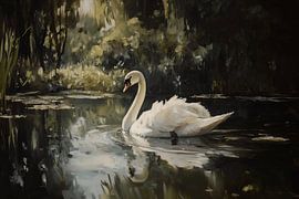 Gracieux cygne dans les eaux calmes sur NJ Midnight Studio