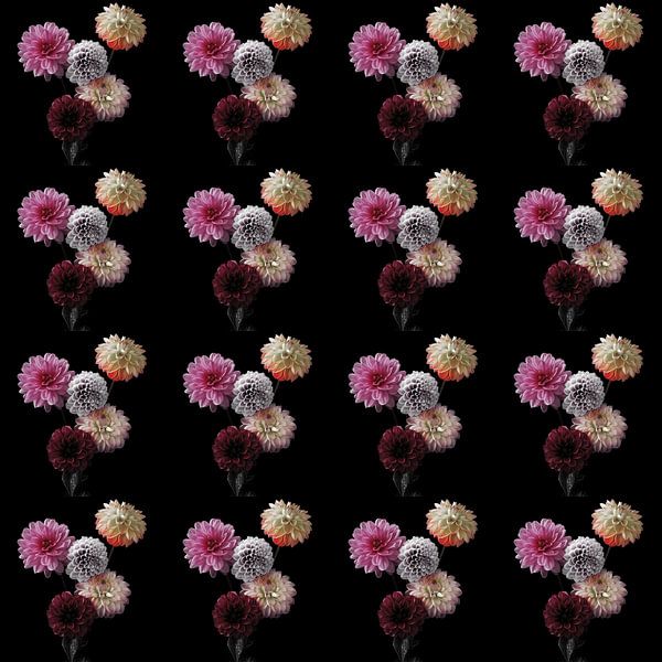 Bunch of Dahlias's 4x4 dark red/pink by Henriette Tischler van Sleen