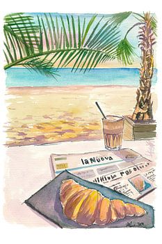 Strandfrühstück mit Brioche Cafe und Zeitung