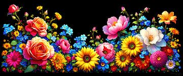 Born out of darkness - a panoramic mosaic of luminous blossoms between diversity, proximity and timeless presence by AidasignArt