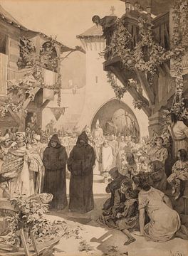 L'Empereur Lothaire et le pape Innocent door Alphonse Mucha van Peter Balan