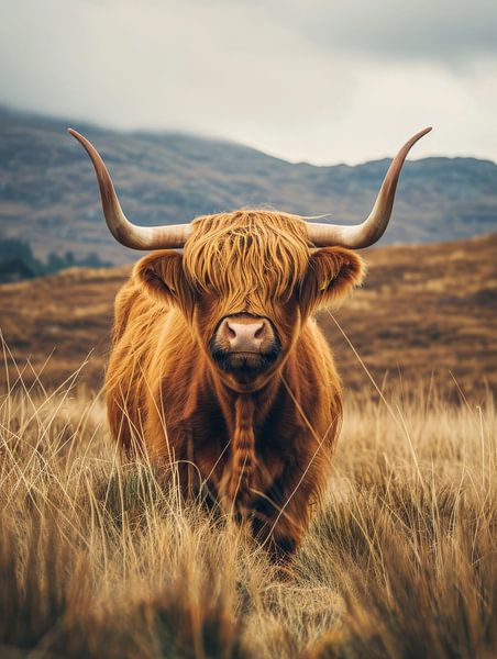 Tough Highlander - In the Rough Meadow - Scottish highlander by Eva Lee
