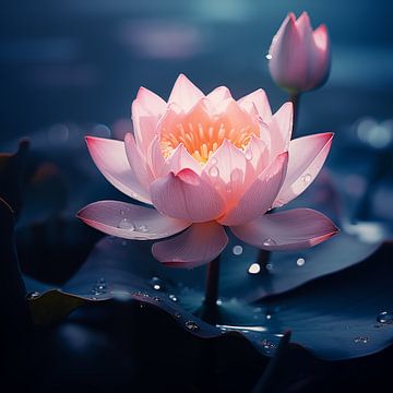 Lotus bloem op blad van TheXclusive Art