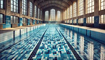 Verlassenes Schwimmbad in historischem Gebäude