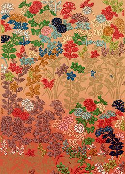 Waaierpatroon met Japanse bloemen, G.A. Audsley