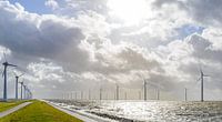 Wind park with wind turbines at the shore of the IJsselmeer in the Noordoostpolder by Sjoerd van der Wal Photography thumbnail