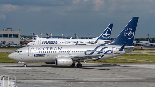 Two Boeing 737's operated by the Romanian airline TAROM. by Jaap van den Berg