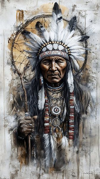 indiaan in Da Vinci stijl van Gelissen Artworks