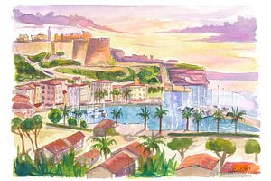 Bonifacio Korsika Hafen Felsen und Festung Ansicht