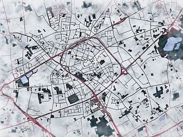 Kaart van Sint-Niklaas in de stijl 'White Winter' van Maporia