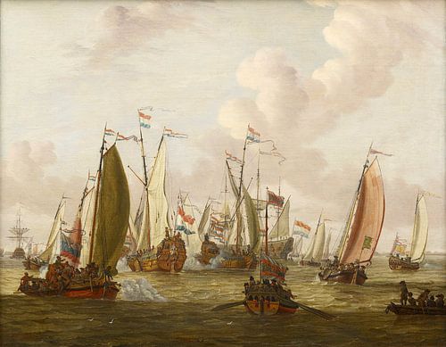 Spiegelkampf auf der IJ in Amsterdam zu Ehren des Besuchs von Zar Peter dem Großen.