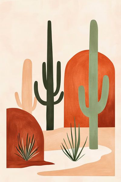 Woestijnlandschap met cactusontwerp van Poster Art Shop
