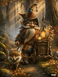 Gnome mit Fuchs im Wald von Gelissen Artworks