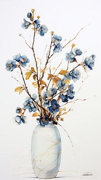 Trockenblumen in einer Kintsugi-Vase von Gelissen Artworks