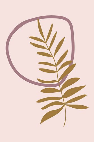 Modernes Boho-Botanical. Blätter in Pastellfarben. Ocker, rosa, lila 2 von Dina Dankers
