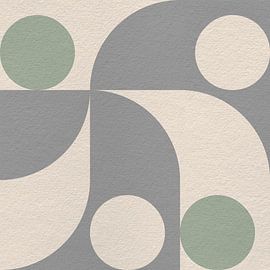 Bauhaus and retro 70s inspired geometry in grey and green by Dina Dankers